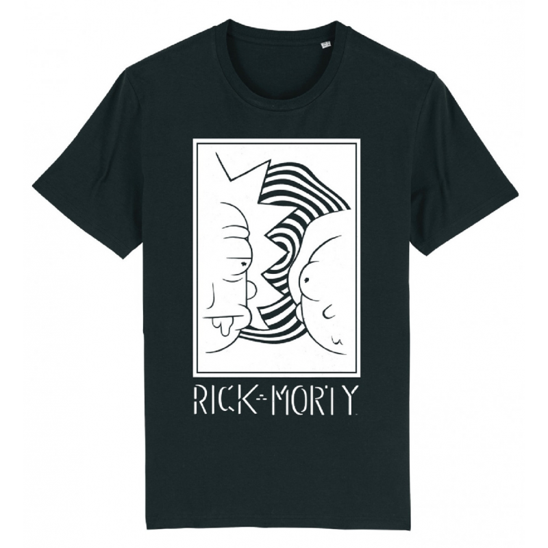 RICK ET MORTY - RICK ET MORTY BLANC ET NOIR - T-SHIRT HOMME (L)