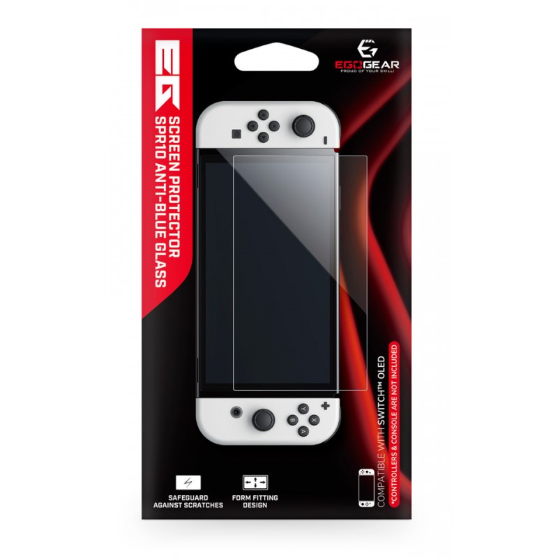 EGOGEAR - PROTECTEUR D'ÉCRAN EN VERRE ANTI-LUMIÈRE BLEUE SPR10 POUR NINTENDO SWITCH OLED