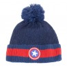 MARVEL - BONNET À POMPON BLEU ET ROUGE LOGO DE CAPTAIN AMERICA