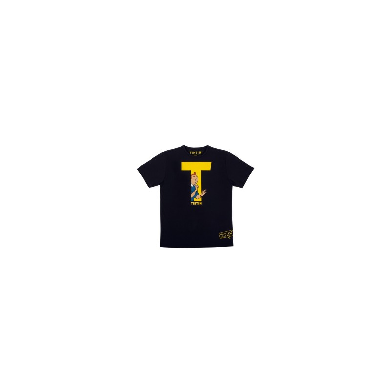 T-shirt 100% coton Moulinsart Tintin, T Noir XXL