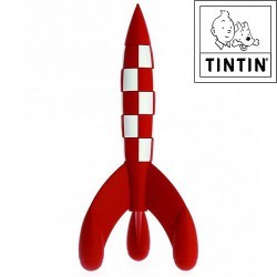 fusée à damiers rouges et blancs de Tintin - Figurine Résine - 17cm