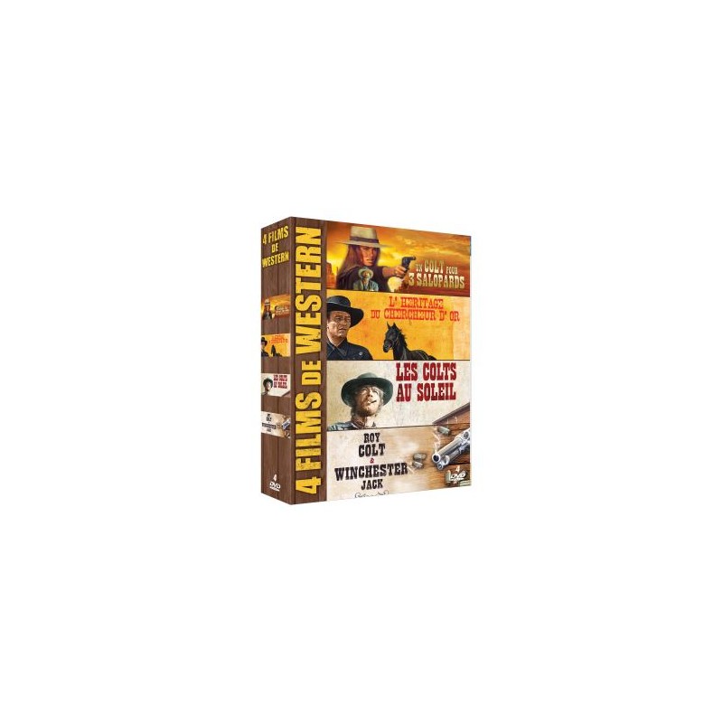 Coffret Western 4 Films DVD : Un colt pour 3 salopards L'héritage du chercheur d’or Les colts au soleil Roy colt Winchester Jack