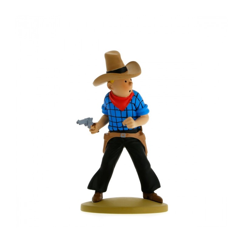 Figurine de collection Tintin, en tenue de cow-boy 13cm