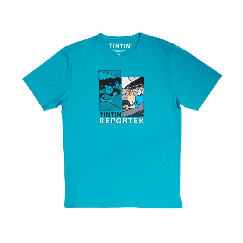 T-shirt 100% coton Tintin Reporter avec Milou Bleu (L)