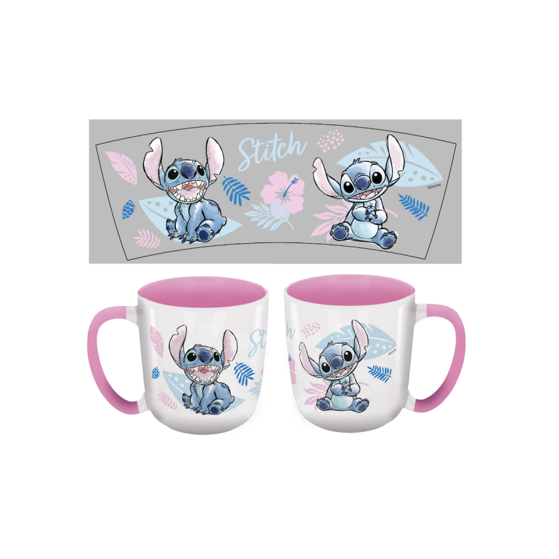 STITCH - Watercolor Rose - Mug Elite Intérieur Coloré - 384ml