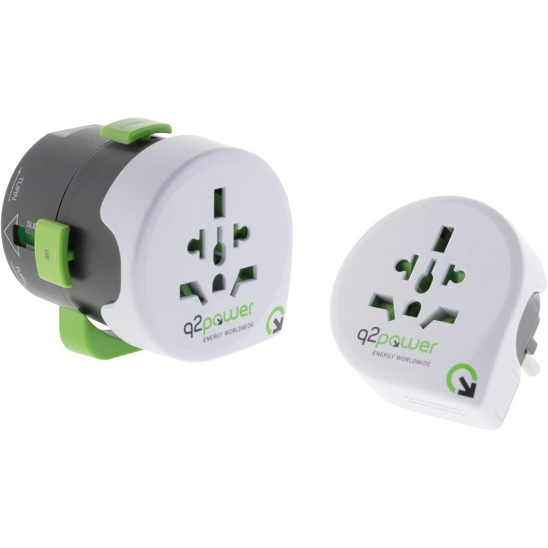 Q2 Power | Qdapter 360 USB World to Europe USB 2.1 A| Adaptateur de Voyage Universel avec Prise de Terre