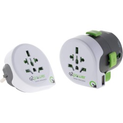 Q2 Power | Qdapter 360 USB World to Europe USB 2.1 A| Adaptateur de Voyage Universel avec Prise de Terre
