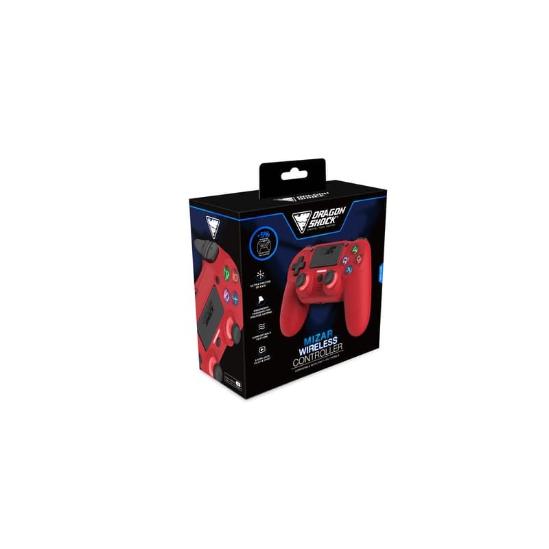 DragonShock - MIZAR BT - Manette sans fil Rouge pour PS4, PC et Mobile