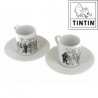 2x Tintin Holiday Greetings - Set de tasses à café - Noir et blanc - 1972 - +/- 5x6cm