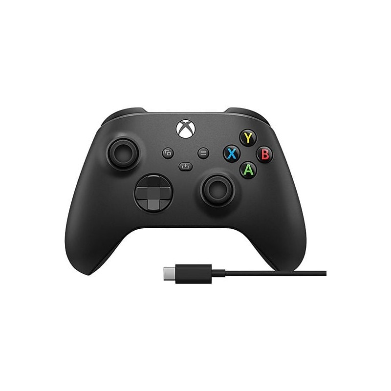 Manette sans fil Xbox Carbon Black + Cable USB-C pour Xbox Series X|S, Xbox One, Windows 10 et Mobile