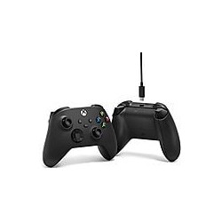Manette sans fil Xbox Carbon Black + Cable USB-C pour Xbox Series X|S, Xbox One, Windows 10 et Mobile