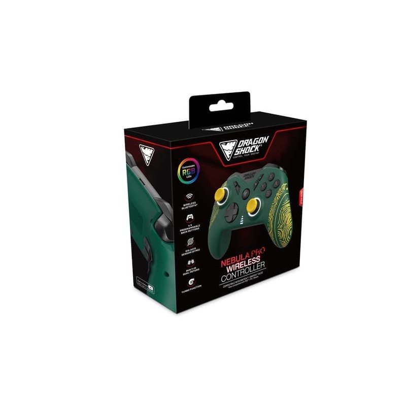 DragonShock - NEBULA PRO - Manette sans fil Pro Vert Velours pour Switch, PS3, PC et Android