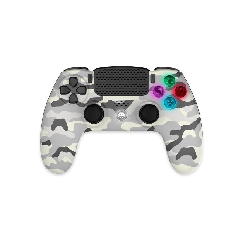 Freaks and Geeks Manette sans fil Camo Blanc pour PS4 - LED - Prise 3.5 mm (Compatible avec PS3 - PC - Android)