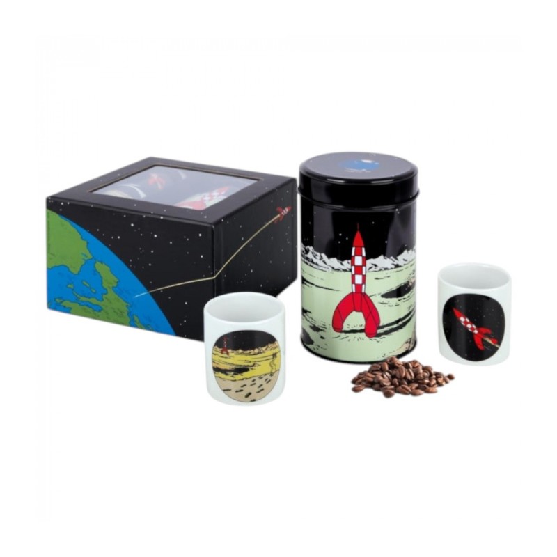 TINTIN-Coffret Café Bio + Tasses - Lune