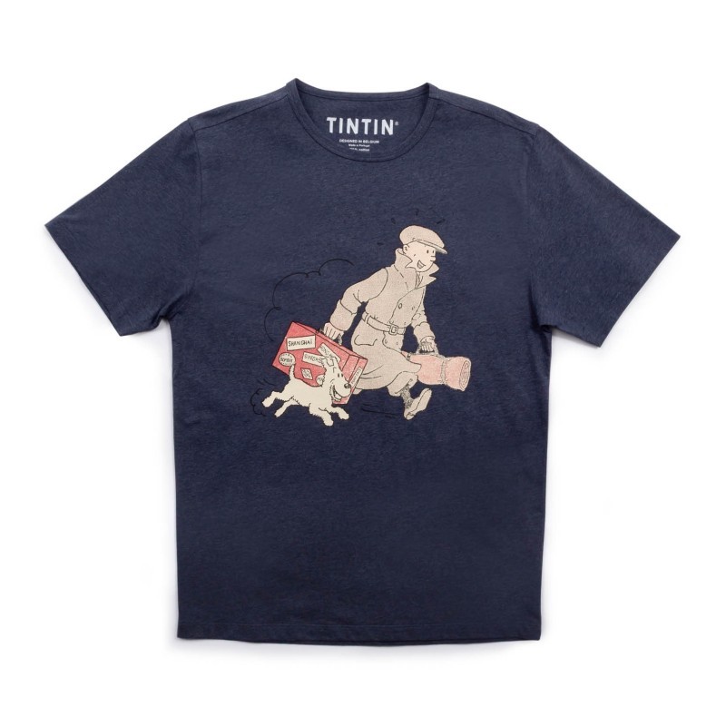 T-shirt Tintin « Ils arrivent » bleu foncé L
