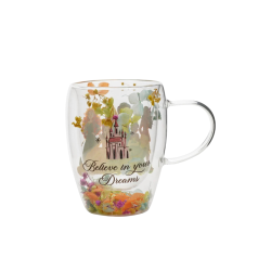 Verre avec fleurs sechées Princesses Disney