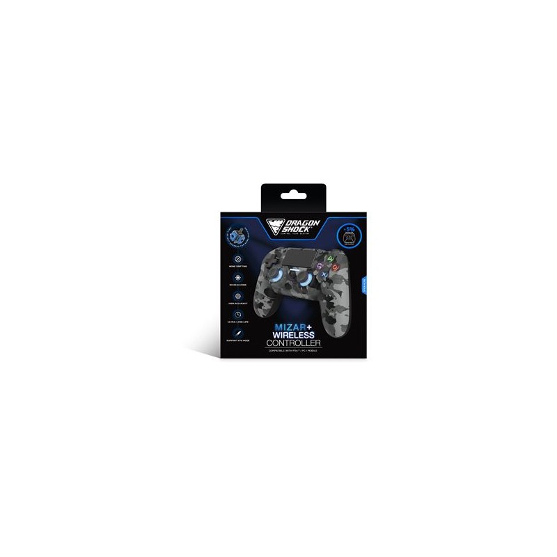 DragonShock - MIZAR+ - Manette sans fil Bluetooth Gris Intégral Camouflage pour PS4, PC et Mobile