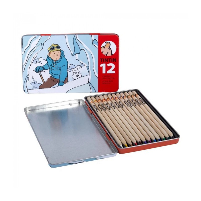 Boîte en métal Tintin avec 12 crayons de couleur - Tintin au Tibet