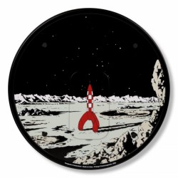Horloge murale décorative Tintin - Objectif Lune - Acier Rouge Ø35cm