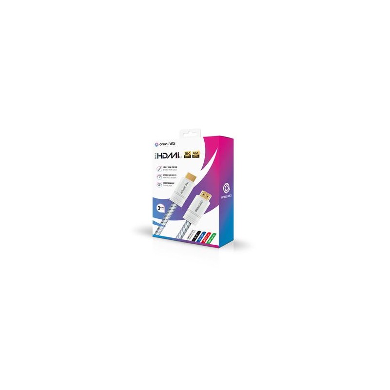 Câble HDMI 2.1 tressé ONIVERSE 3m 8K 60Hz 4K 120Hz Haute vitesse V 3 mètres
