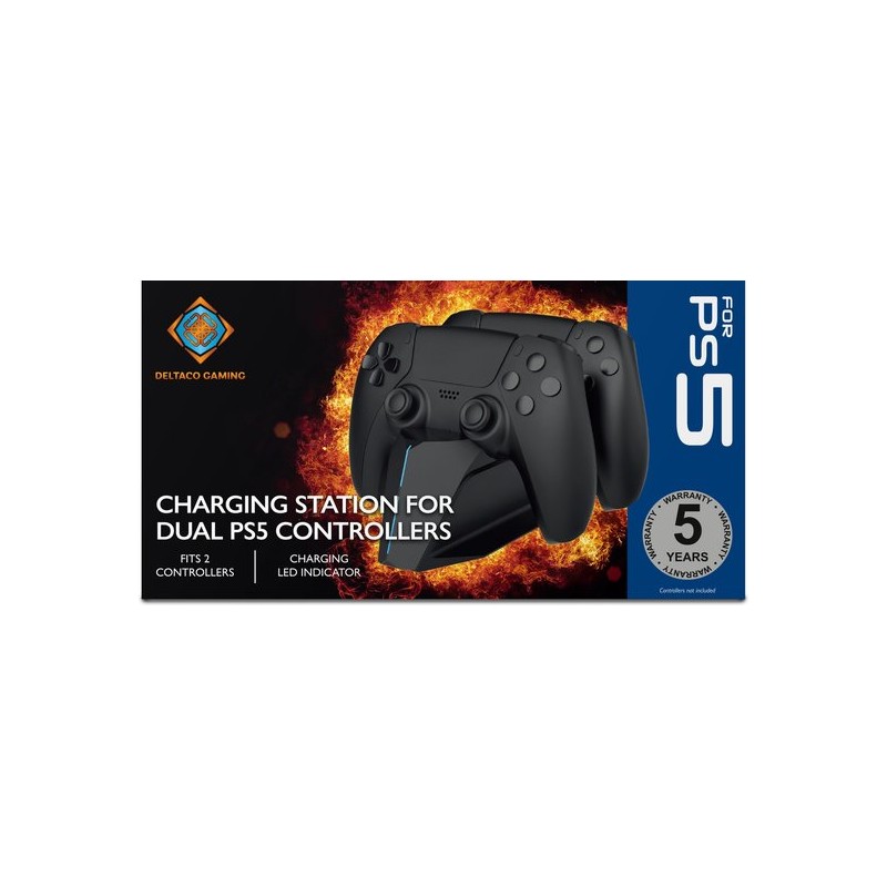 Deltaco - Station d'accueil Dual - Convient aux Manettes Playstation 5
